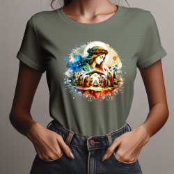 Christmas Nativity Scene with Mary T-Shirt, Unisex sizes